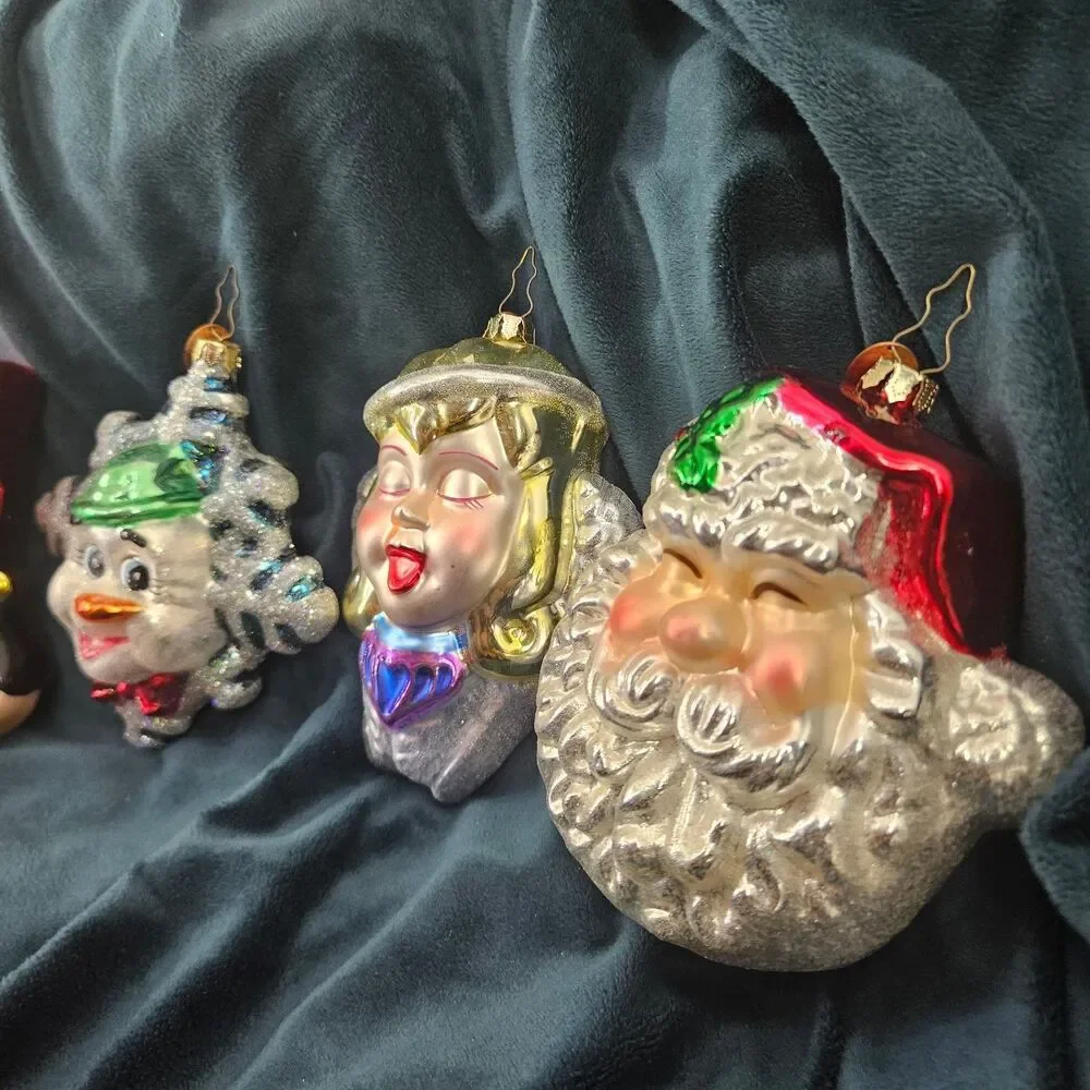 Mark Klaus 2003 Blown Glass Christmas Ornaments Set of 5 Santa Snowman